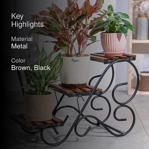 Bramble Perch Three Tier Metal Plant Stand - Black