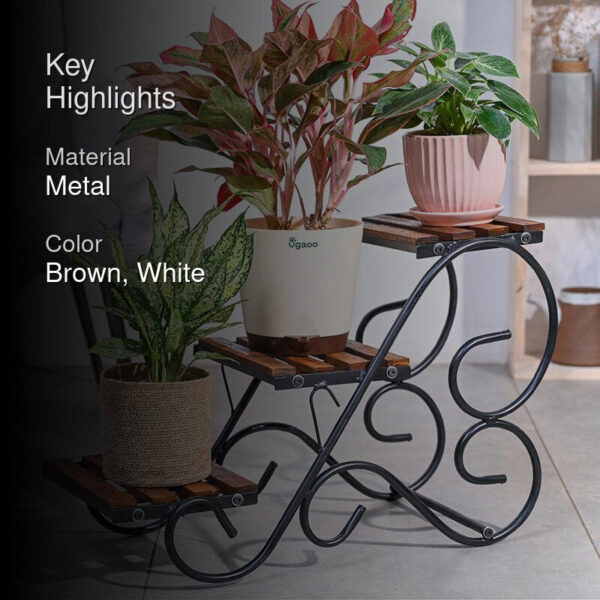 Bramble Perch Three Tier Metal Plant Stand - White