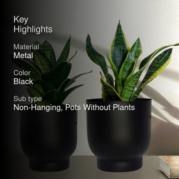 Bromo Metal Planter (Balck) - Set Of Two