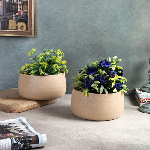 Chlo Iron Planter (Beige) - Set Of Two