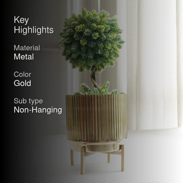 Dune Golden Metal Fluted Planter