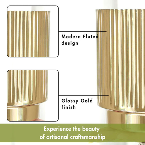 Dune Golden Metal Fluted Planter