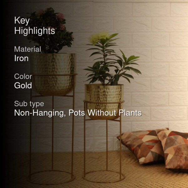 Milara Allure Hammered Planter (Gold) - Set Of Two Milara Allure Hammered Planter (Gold) - Set Of Two