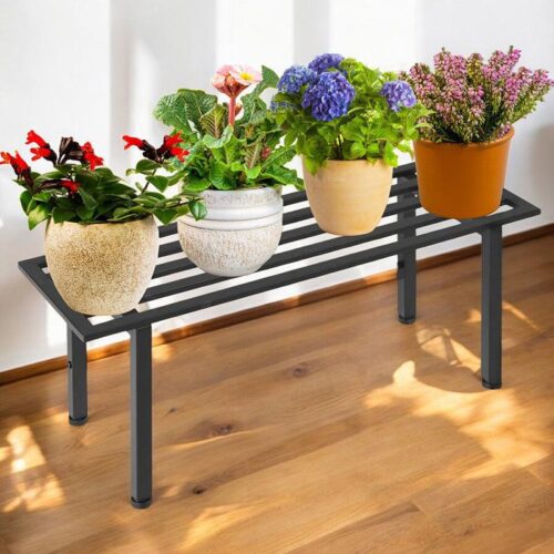Obsidian Leaf Metal Planter Stand