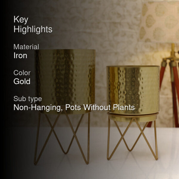 Teodora Hammered Planter (Gold) - Set Of Two Teodora Hammered Planter (Gold) - Set Of Two