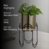 Vyra Stainless Steel Planter - Gold & Black