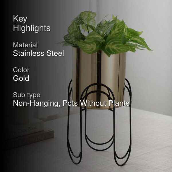 Vyra Stainless Steel Planter - Gold & Black Vyra Stainless Steel Planter - Gold & Black
