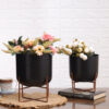 Zeren Olive Hammered Planter (Black) - Set Of Two