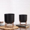Zeren Olive Hammered Planter (Black) - Set Of Two